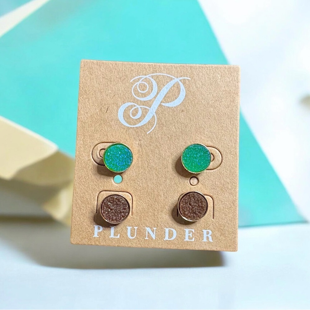Plunder Turquoise and Brown Earring Duo